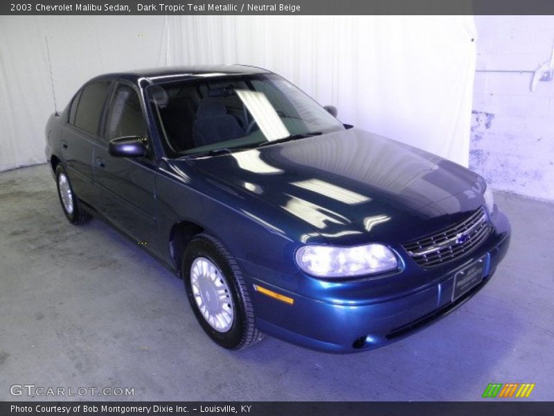 Dark Tropic Teal Metallic / Neutral Beige 2003 Chevrolet Malibu Sedan