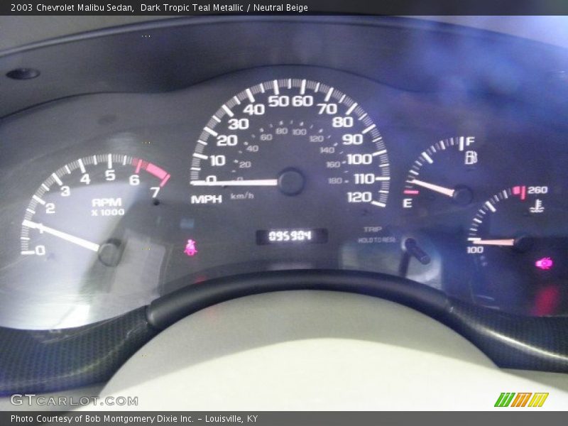 Dark Tropic Teal Metallic / Neutral Beige 2003 Chevrolet Malibu Sedan