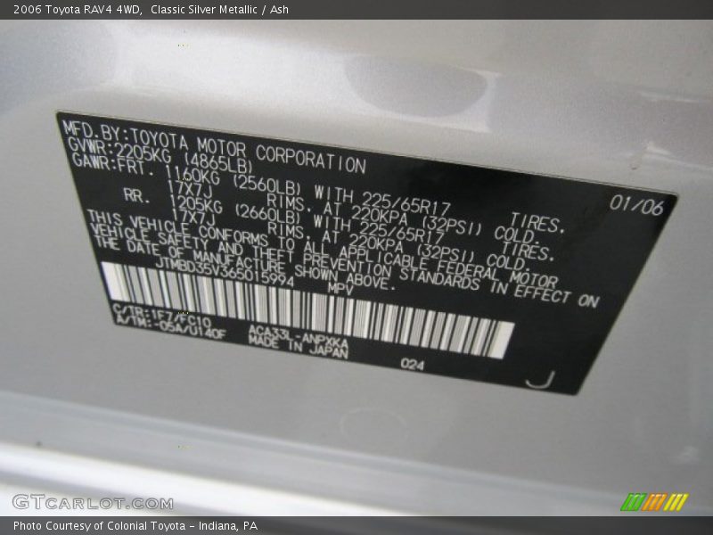 Classic Silver Metallic / Ash 2006 Toyota RAV4 4WD