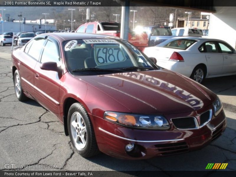 Maple Red Metallic / Taupe 2001 Pontiac Bonneville SE