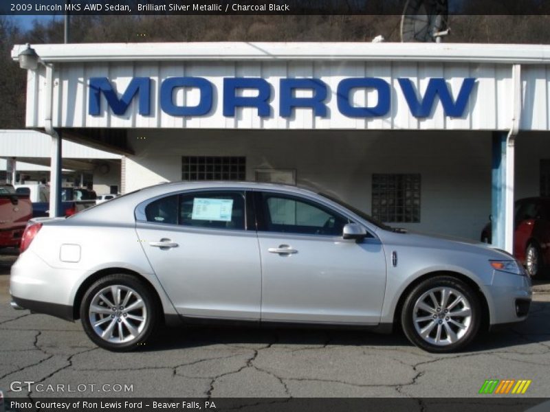 Brilliant Silver Metallic / Charcoal Black 2009 Lincoln MKS AWD Sedan