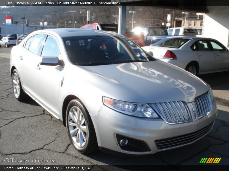Brilliant Silver Metallic / Charcoal Black 2009 Lincoln MKS AWD Sedan