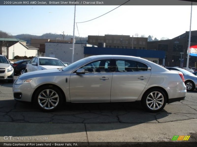 Brilliant Silver Metallic / Charcoal Black 2009 Lincoln MKS AWD Sedan