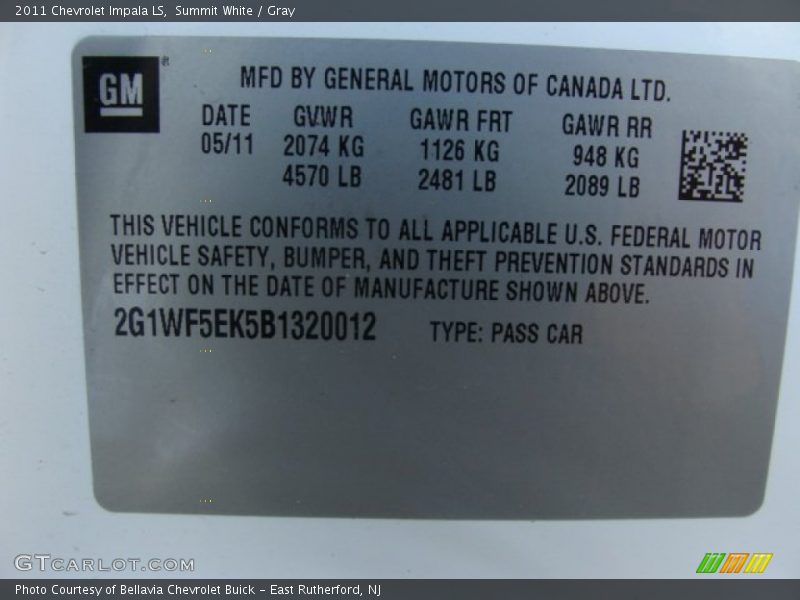 Summit White / Gray 2011 Chevrolet Impala LS