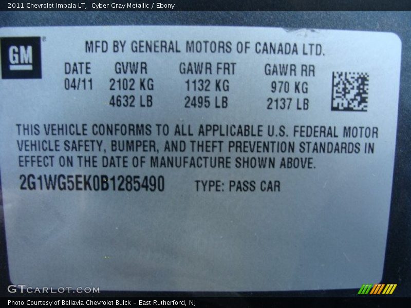 Cyber Gray Metallic / Ebony 2011 Chevrolet Impala LT