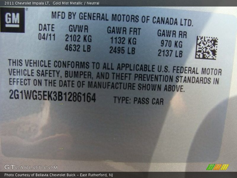 Gold Mist Metallic / Neutral 2011 Chevrolet Impala LT