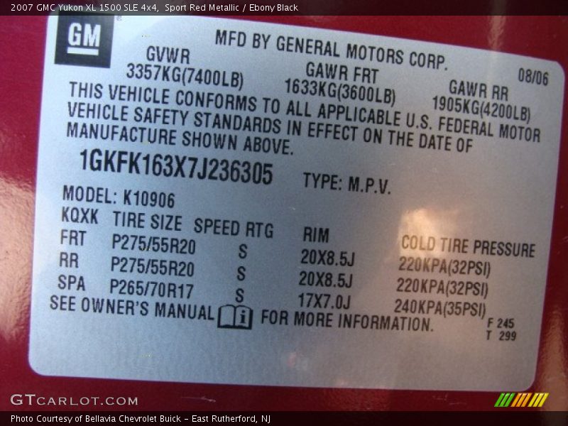 Sport Red Metallic / Ebony Black 2007 GMC Yukon XL 1500 SLE 4x4