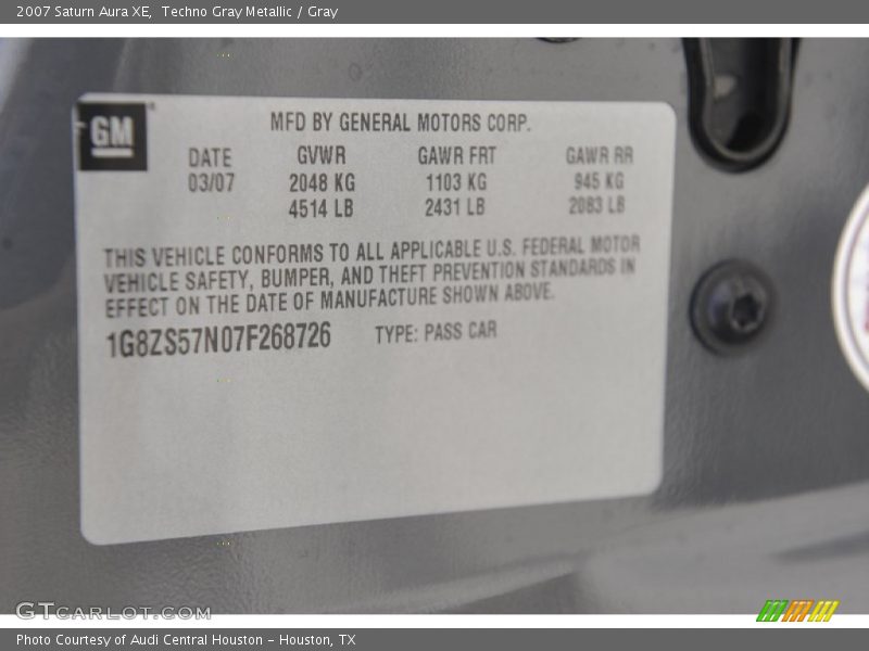 Techno Gray Metallic / Gray 2007 Saturn Aura XE