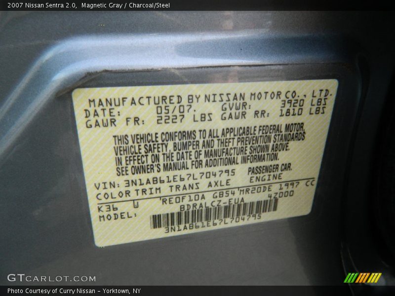 Magnetic Gray / Charcoal/Steel 2007 Nissan Sentra 2.0