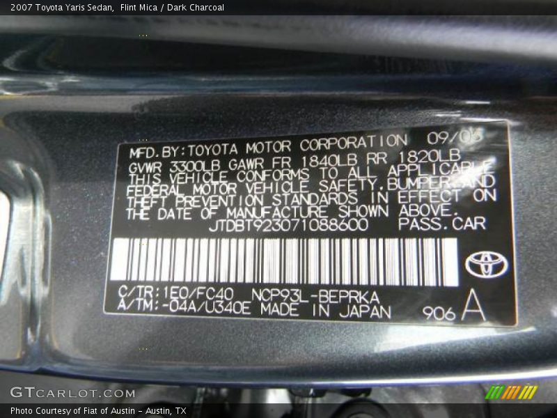 Flint Mica / Dark Charcoal 2007 Toyota Yaris Sedan