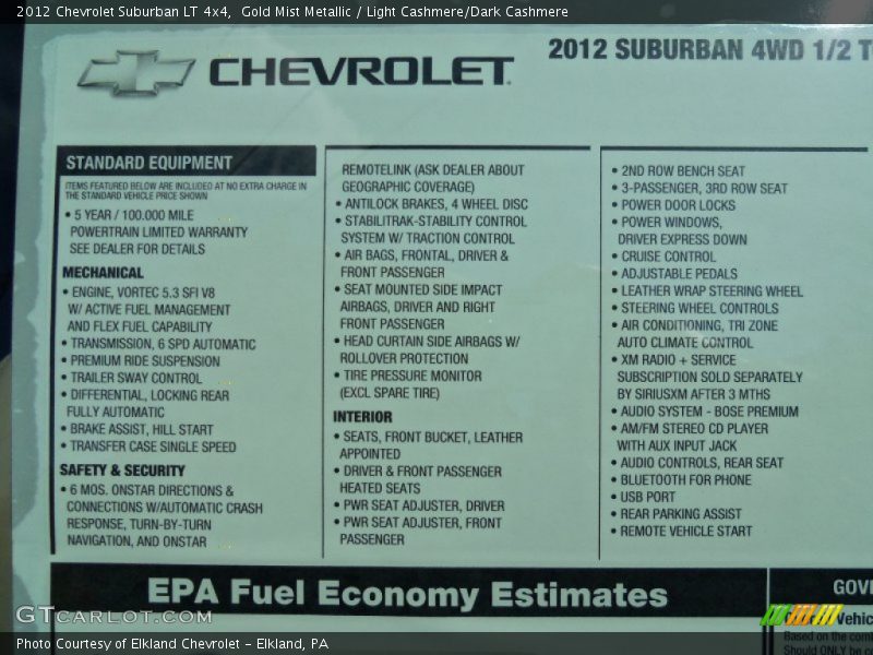 Gold Mist Metallic / Light Cashmere/Dark Cashmere 2012 Chevrolet Suburban LT 4x4