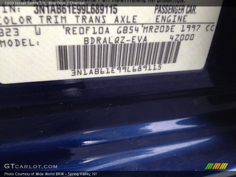 Blue Onyx / Charcoal 2009 Nissan Sentra 2.0