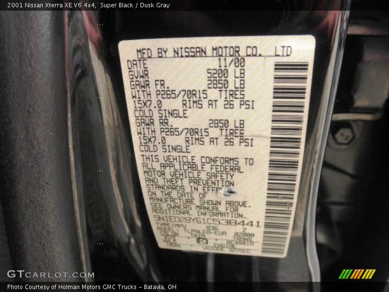 Super Black / Dusk Gray 2001 Nissan Xterra XE V6 4x4