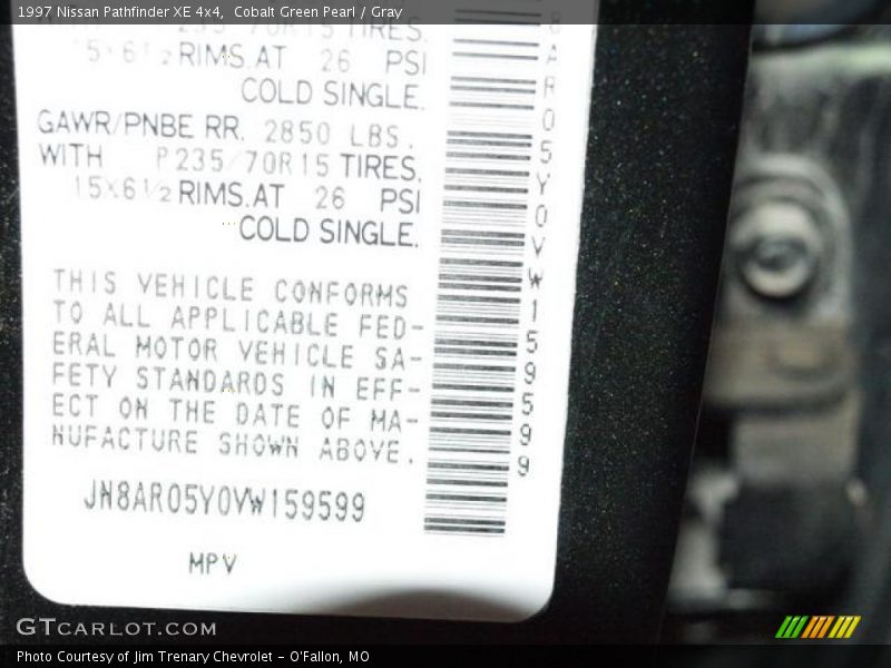 Cobalt Green Pearl / Gray 1997 Nissan Pathfinder XE 4x4
