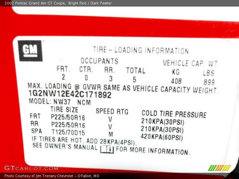 Bright Red / Dark Pewter 2002 Pontiac Grand Am GT Coupe