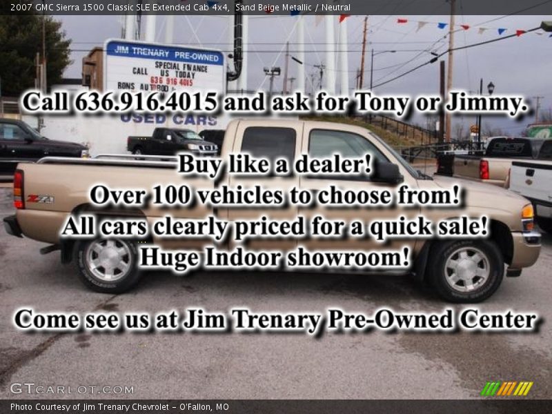Sand Beige Metallic / Neutral 2007 GMC Sierra 1500 Classic SLE Extended Cab 4x4