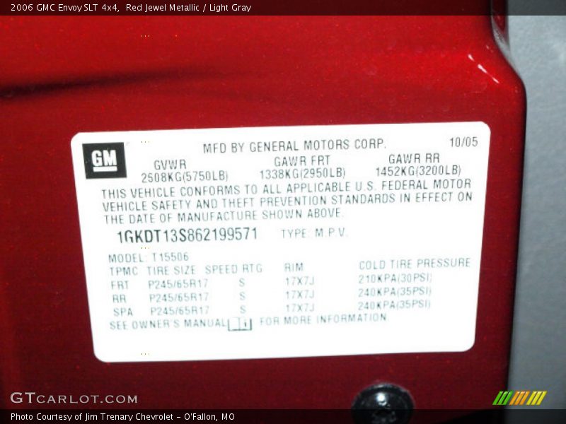 Red Jewel Metallic / Light Gray 2006 GMC Envoy SLT 4x4