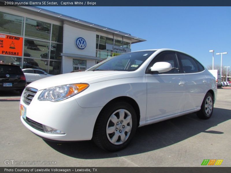 Captiva White / Beige 2009 Hyundai Elantra SE Sedan