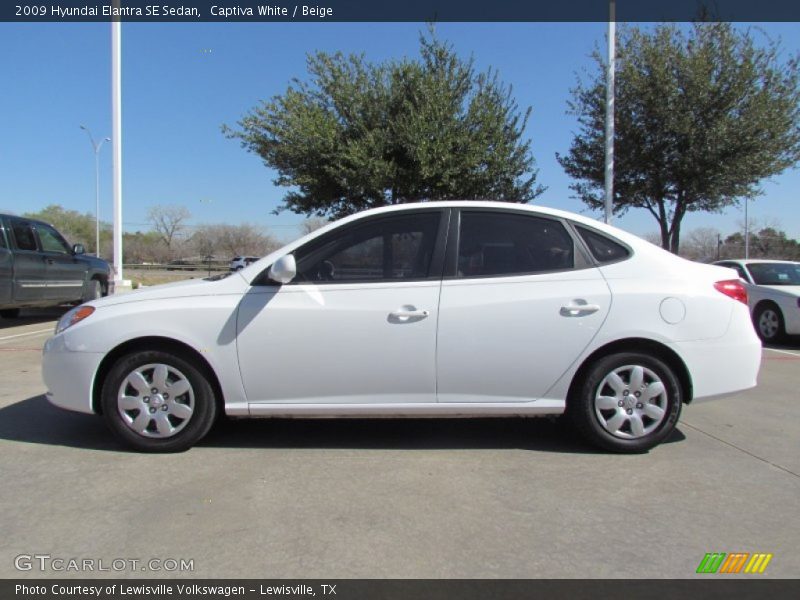 Captiva White / Beige 2009 Hyundai Elantra SE Sedan