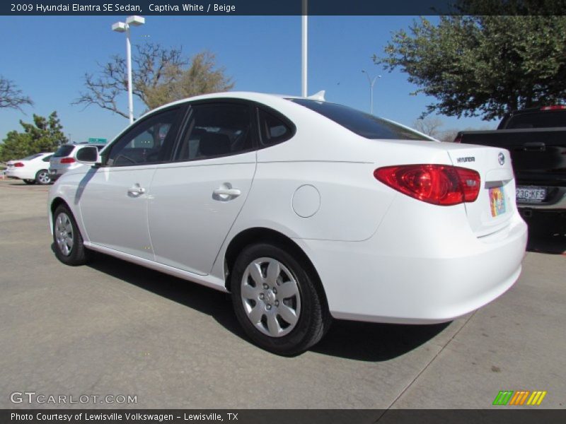 Captiva White / Beige 2009 Hyundai Elantra SE Sedan