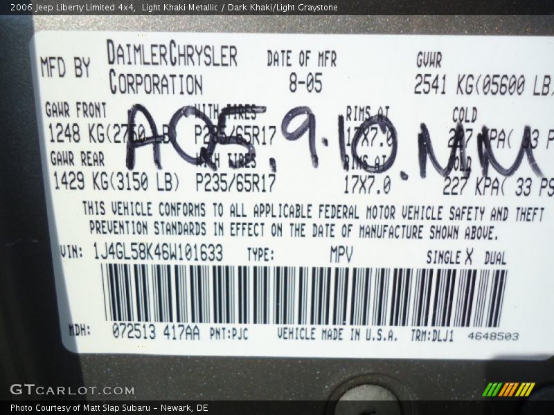 Light Khaki Metallic / Dark Khaki/Light Graystone 2006 Jeep Liberty Limited 4x4