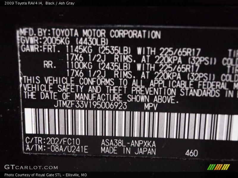 Black / Ash Gray 2009 Toyota RAV4 I4