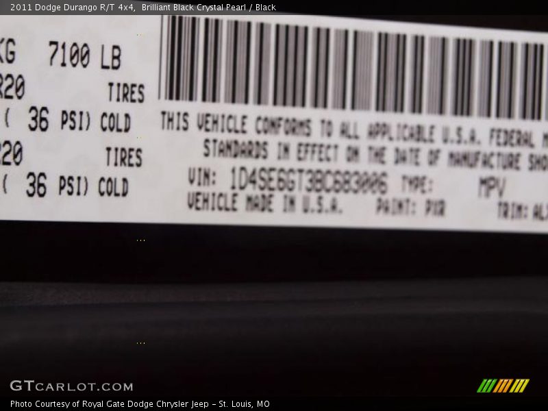 Brilliant Black Crystal Pearl / Black 2011 Dodge Durango R/T 4x4