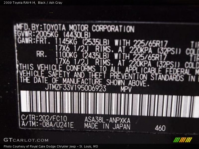 Black / Ash Gray 2009 Toyota RAV4 I4