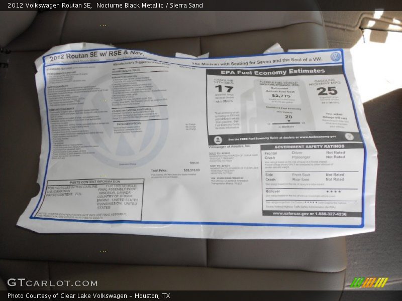 Nocturne Black Metallic / Sierra Sand 2012 Volkswagen Routan SE