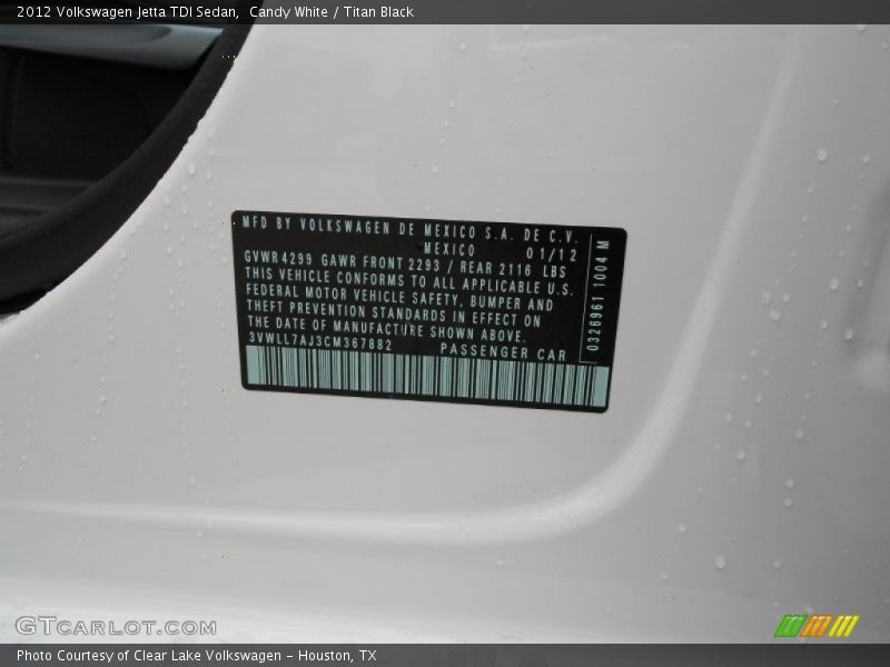 Candy White / Titan Black 2012 Volkswagen Jetta TDI Sedan
