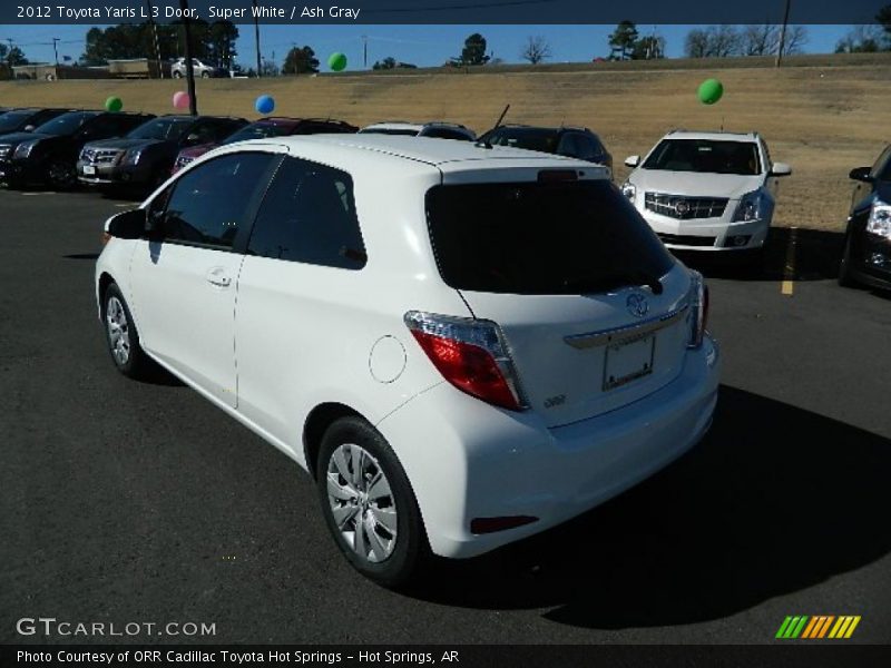 Super White / Ash Gray 2012 Toyota Yaris L 3 Door