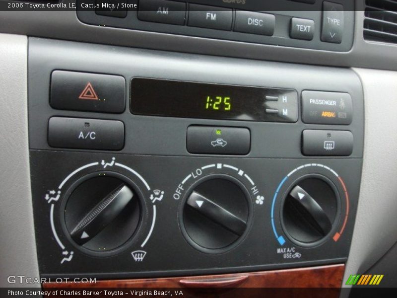 Controls of 2006 Corolla LE