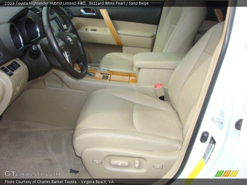 Blizzard White Pearl / Sand Beige 2009 Toyota Highlander Hybrid Limited 4WD
