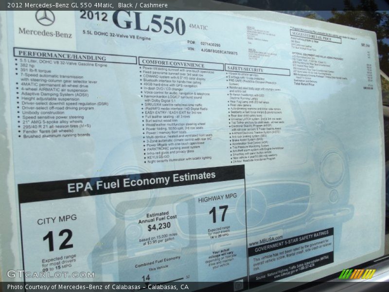 Black / Cashmere 2012 Mercedes-Benz GL 550 4Matic