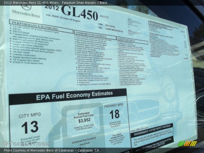 Paladium Silver Metallic / Black 2012 Mercedes-Benz GL 450 4Matic