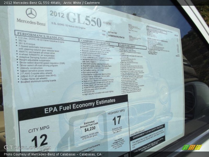 Arctic White / Cashmere 2012 Mercedes-Benz GL 550 4Matic