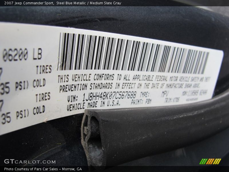 2007 Commander Sport Steel Blue Metallic Color Code PBM