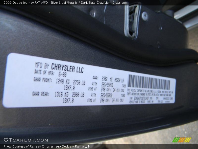 Silver Steel Metallic / Dark Slate Gray/Light Graystone 2009 Dodge Journey R/T AWD