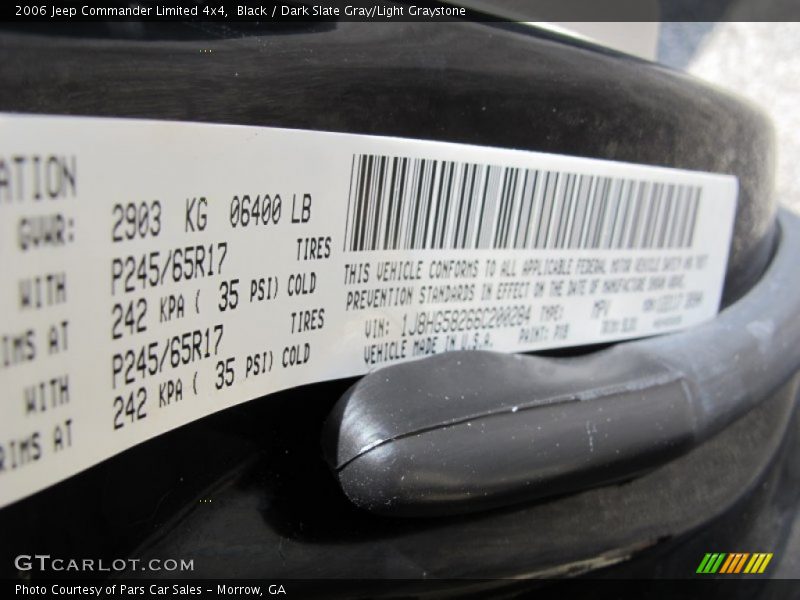 Black / Dark Slate Gray/Light Graystone 2006 Jeep Commander Limited 4x4