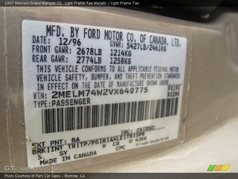 Light Prairie Tan Metallic / Light Prairie Tan 1997 Mercury Grand Marquis GS