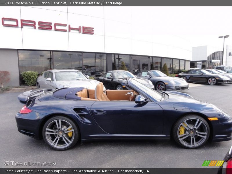 Dark Blue Metallic / Sand Beige 2011 Porsche 911 Turbo S Cabriolet
