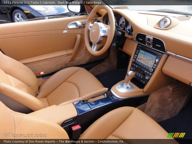 Dark Blue Metallic / Sand Beige 2011 Porsche 911 Turbo S Cabriolet