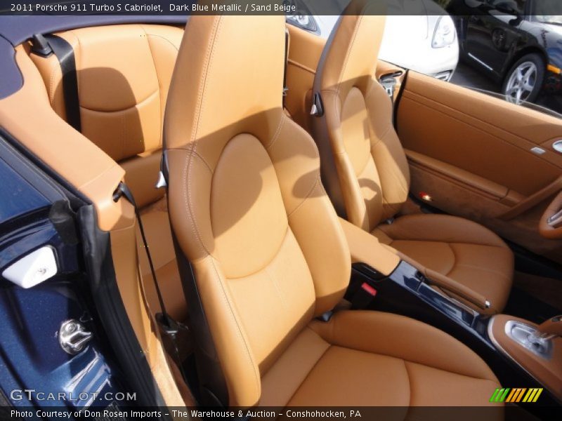 Dark Blue Metallic / Sand Beige 2011 Porsche 911 Turbo S Cabriolet