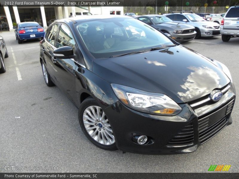 Black / Charcoal Black Leather 2012 Ford Focus Titanium 5-Door