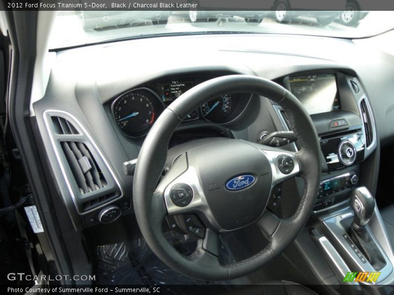 Black / Charcoal Black Leather 2012 Ford Focus Titanium 5-Door