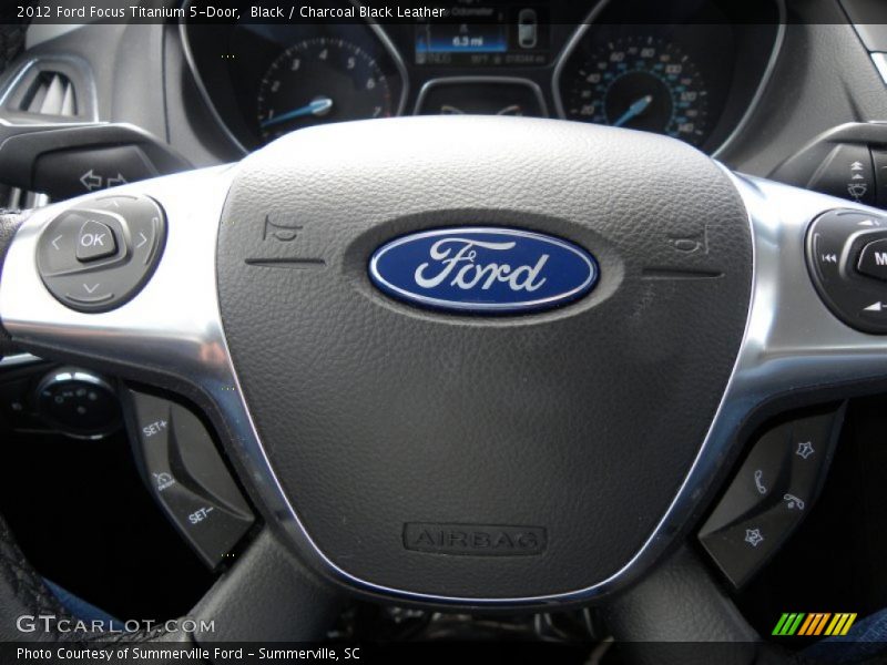 Black / Charcoal Black Leather 2012 Ford Focus Titanium 5-Door