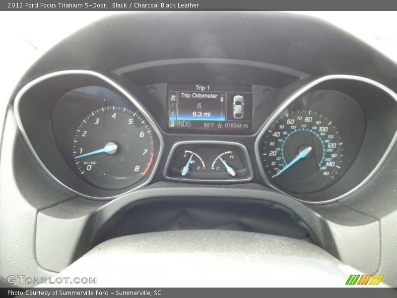 Black / Charcoal Black Leather 2012 Ford Focus Titanium 5-Door