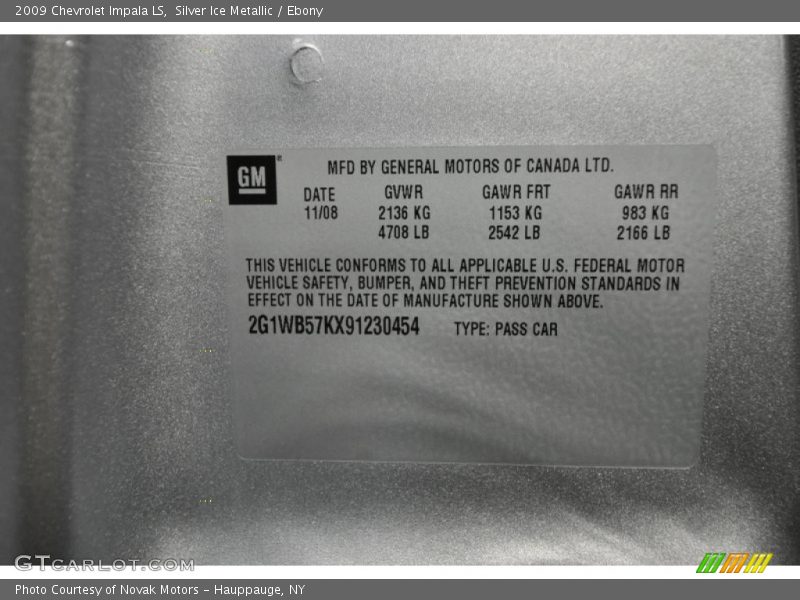 Silver Ice Metallic / Ebony 2009 Chevrolet Impala LS