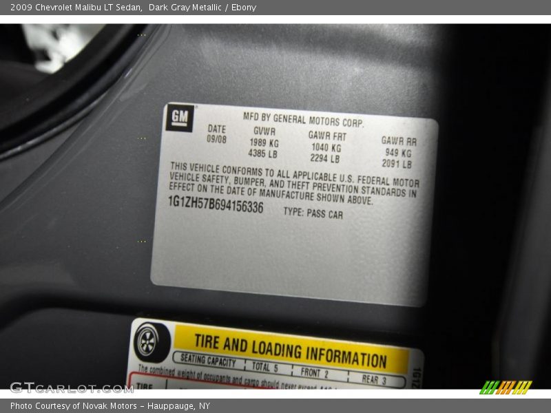 Dark Gray Metallic / Ebony 2009 Chevrolet Malibu LT Sedan