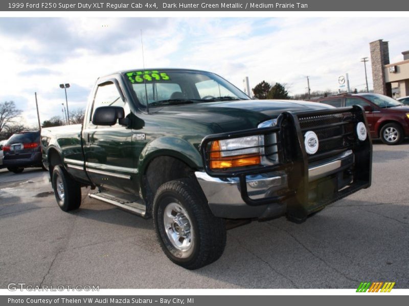 Dark Hunter Green Metallic / Medium Prairie Tan 1999 Ford F250 Super Duty XLT Regular Cab 4x4